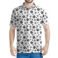 Grey Animal Paw Pattern Print Men's Polo Shirt