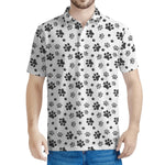 Grey Animal Paw Pattern Print Men's Polo Shirt