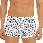 Grey Animal Paw Pattern Print Men's Short Boxer Briefs