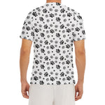 Grey Animal Paw Pattern Print Men's Short Sleeve Rash Guard