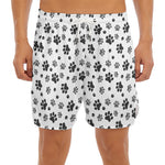 Grey Animal Paw Pattern Print Men's Split Running Shorts