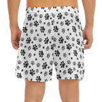 Grey Animal Paw Pattern Print Men's Split Running Shorts