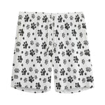 Grey Animal Paw Pattern Print Men's Sports Shorts