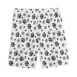 Grey Animal Paw Pattern Print Men's Sports Shorts