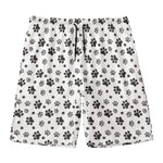 Grey Animal Paw Pattern Print Men's Swim Trunks