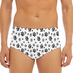 Grey Animal Paw Pattern Print Men's Triangle Swim Briefs