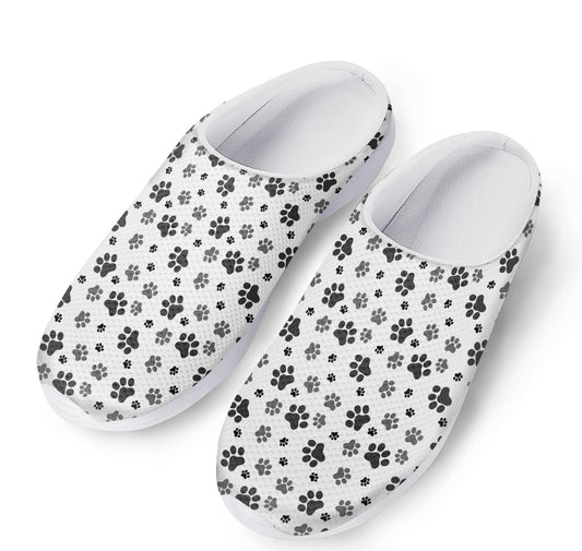 Grey Animal Paw Pattern Print Mesh Casual Shoes