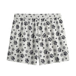 Grey Animal Paw Pattern Print Mesh Shorts