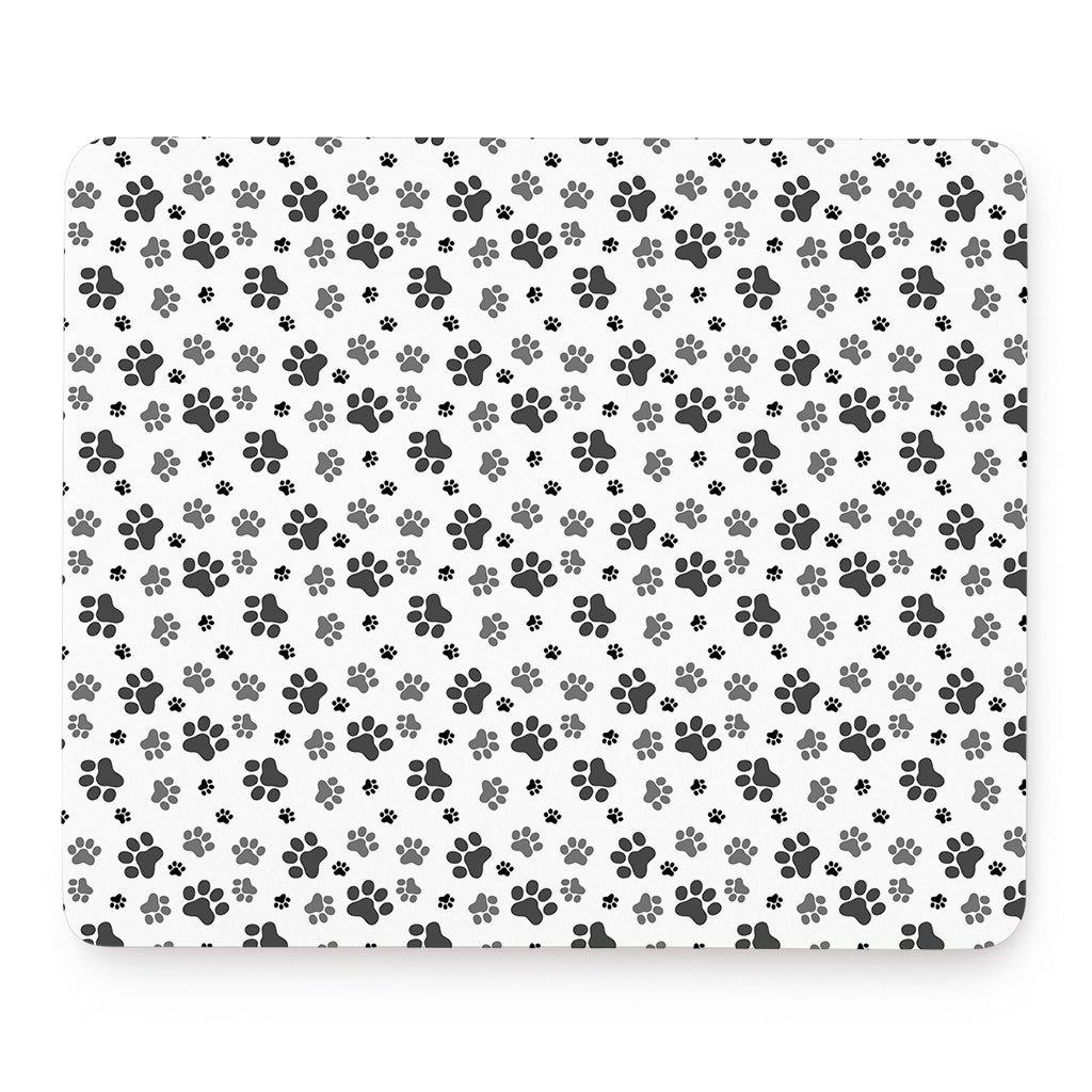 Grey Animal Paw Pattern Print Mouse Pad