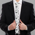 Grey Animal Paw Pattern Print Necktie