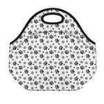 Grey Animal Paw Pattern Print Neoprene Lunch Bag