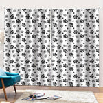 Grey Animal Paw Pattern Print Pencil Pleat Curtains