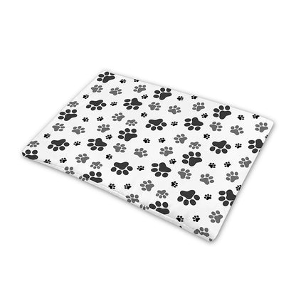 Grey Animal Paw Pattern Print Pet Cooling Mat Cover