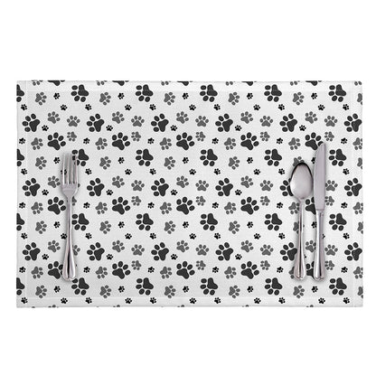 Grey Animal Paw Pattern Print Placemat