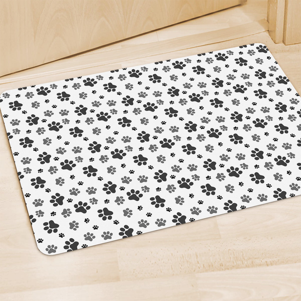 Grey Animal Paw Pattern Print Polyester Doormat