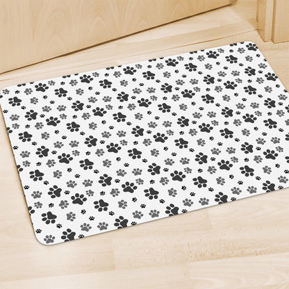 Grey Animal Paw Pattern Print Polyester Doormat