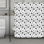 Grey Animal Paw Pattern Print Polyester Shower Curtain