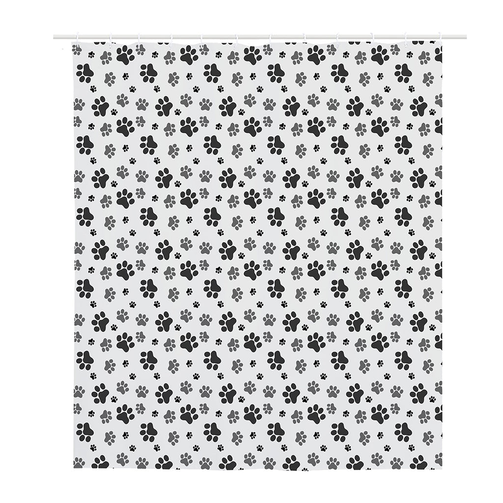 Grey Animal Paw Pattern Print Polyester Shower Curtain