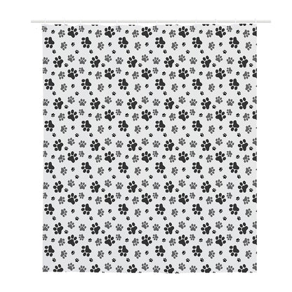 Grey Animal Paw Pattern Print Polyester Shower Curtain