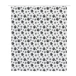 Grey Animal Paw Pattern Print Polyester Shower Curtain