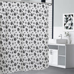 Grey Animal Paw Pattern Print Premium Shower Curtain