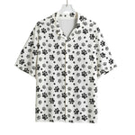 Grey Animal Paw Pattern Print Rayon Hawaiian Shirt