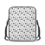 Grey Animal Paw Pattern Print Rectangular Crossbody Bag
