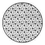 Grey Animal Paw Pattern Print Round Floor Mat