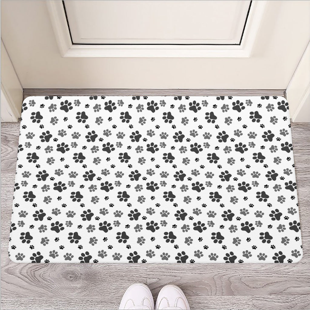 Grey Animal Paw Pattern Print Rubber Doormat