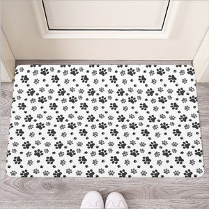 Grey Animal Paw Pattern Print Rubber Doormat