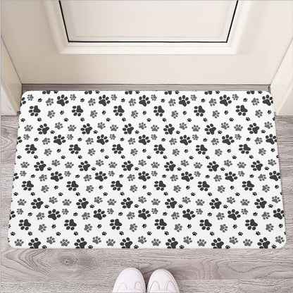 Grey Animal Paw Pattern Print Rubber Doormat