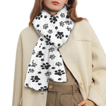 Grey Animal Paw Pattern Print Scarf