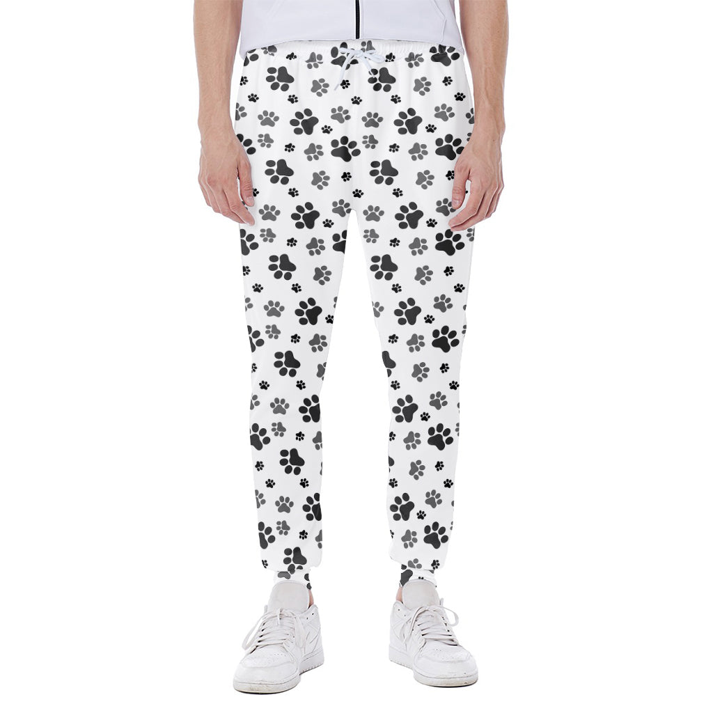 Grey Animal Paw Pattern Print Scuba Joggers