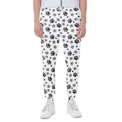 Grey Animal Paw Pattern Print Scuba Joggers