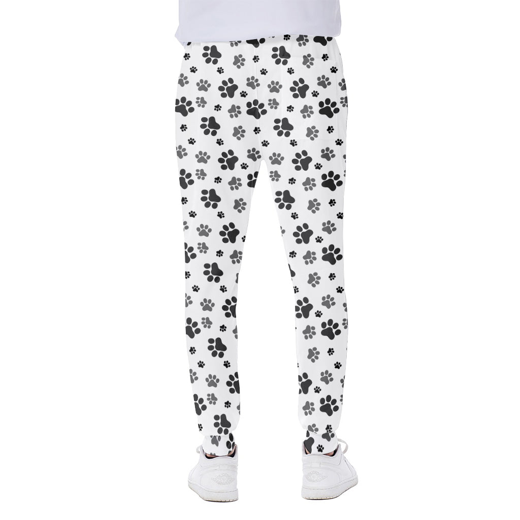 Grey Animal Paw Pattern Print Scuba Joggers