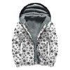Grey Animal Paw Pattern Print Sherpa Lined Zip Up Hoodie