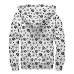 Grey Animal Paw Pattern Print Sherpa Lined Zip Up Hoodie