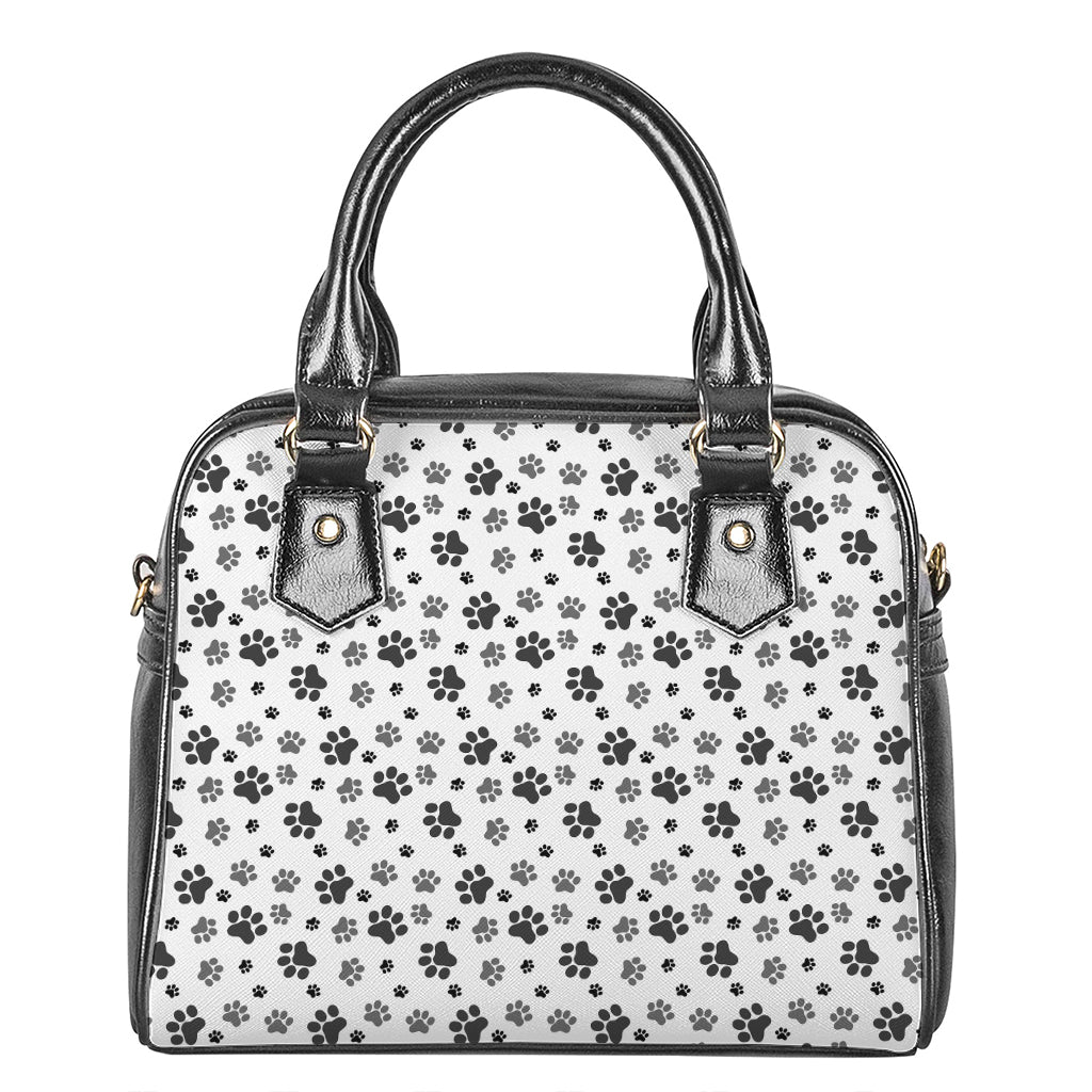 Grey Animal Paw Pattern Print Shoulder Handbag
