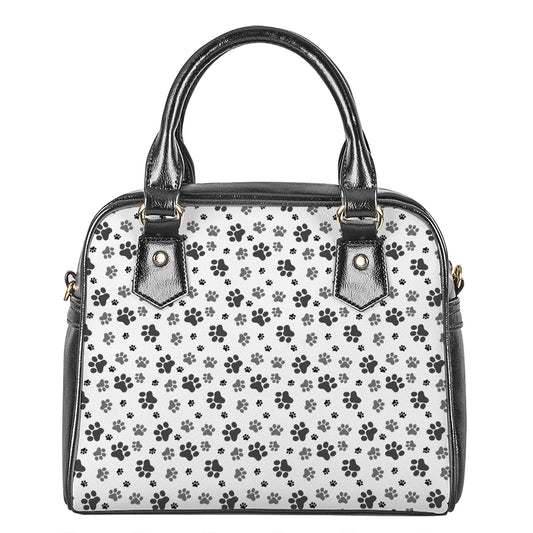 Grey Animal Paw Pattern Print Shoulder Handbag