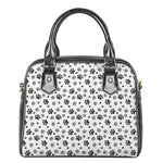 Grey Animal Paw Pattern Print Shoulder Handbag