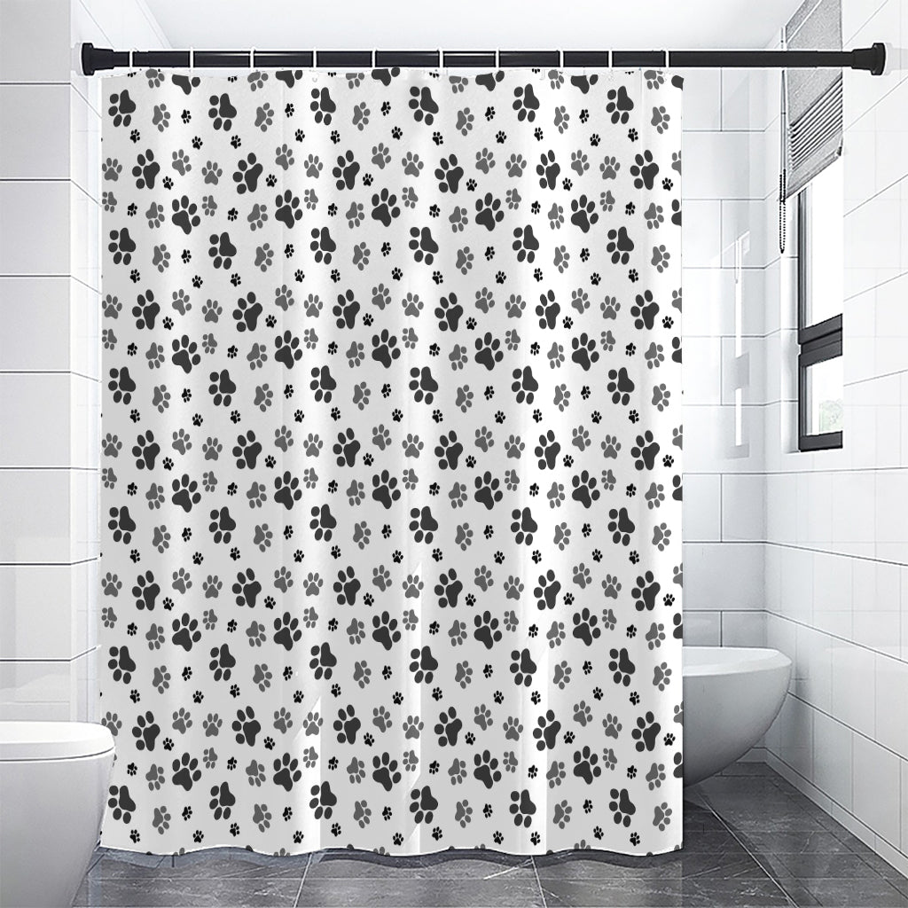 Grey Animal Paw Pattern Print Shower Curtain