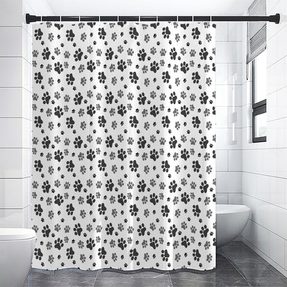 Grey Animal Paw Pattern Print Shower Curtain