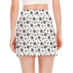 Grey Animal Paw Pattern Print Side Slit Mini Skirt