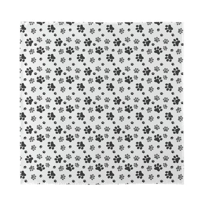 Grey Animal Paw Pattern Print Silk Bandana