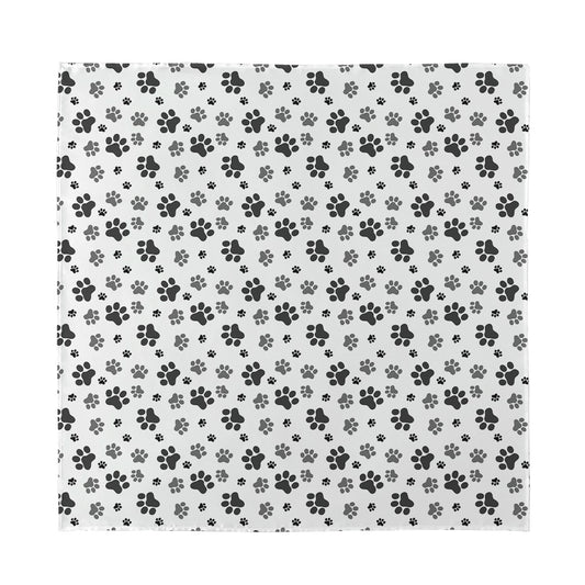 Grey Animal Paw Pattern Print Silk Bandana