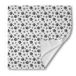 Grey Animal Paw Pattern Print Silk Bandana