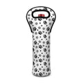 Grey Animal Paw Pattern Print Single Neoprene Wine Tote