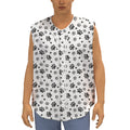 Grey Animal Paw Pattern Print Sleeveless Baseball Jersey