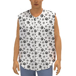 Grey Animal Paw Pattern Print Sleeveless Baseball Jersey