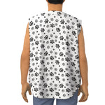 Grey Animal Paw Pattern Print Sleeveless Baseball Jersey